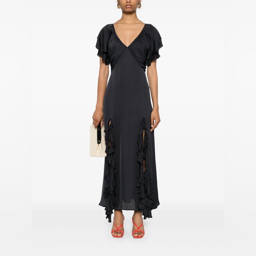 Rebla Tiered Sleeve Ruffle Maxi Dress